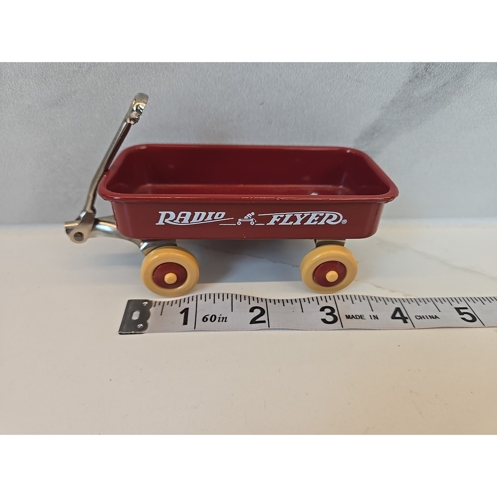Miniature 4" Metal Radio Flyer Wagon Toy with Moving Wheels and Handle - Picture 5 of 5